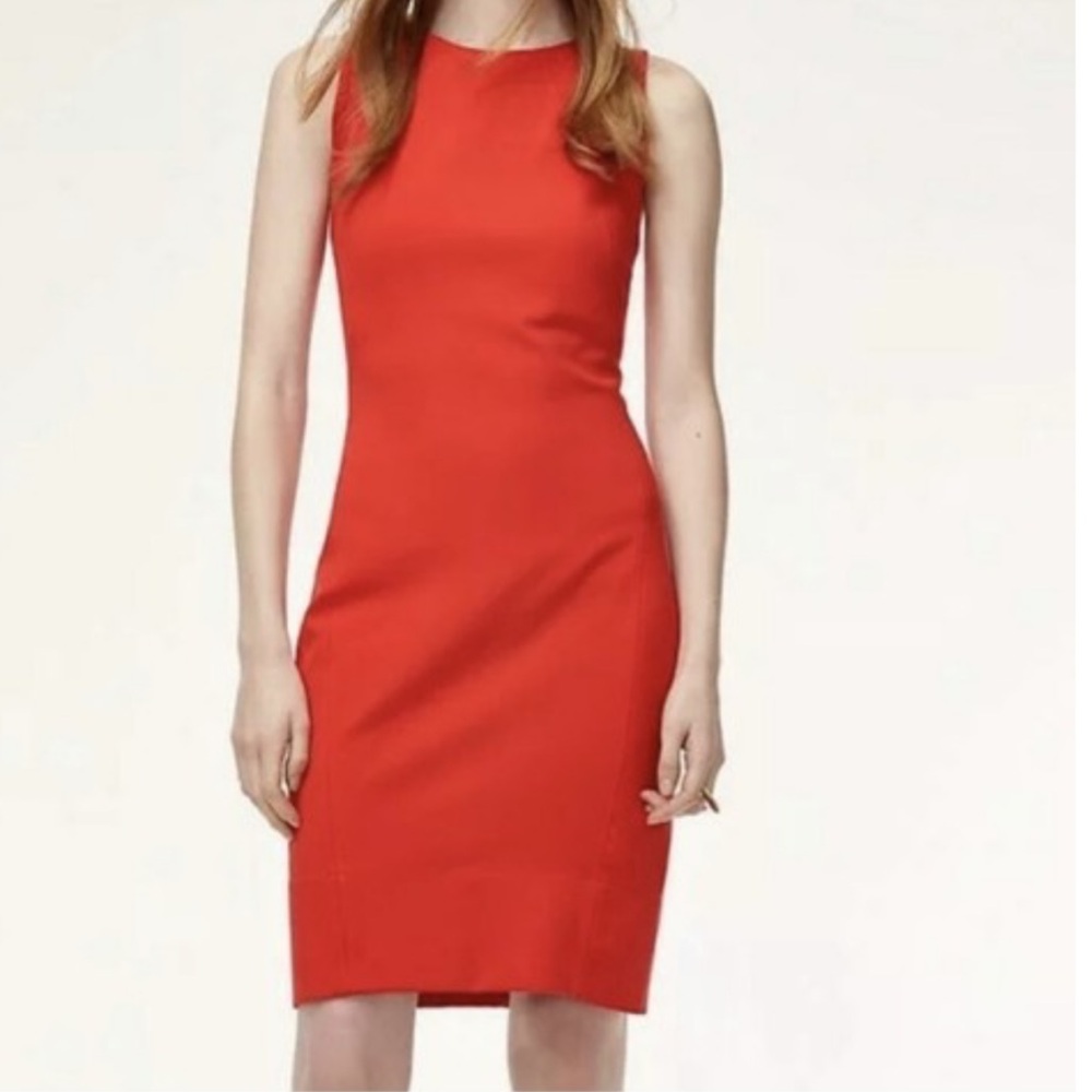 Aritzia Babaton NWOT Miguel Sleeveless Dress Size 2 Red Orange Slim Fit